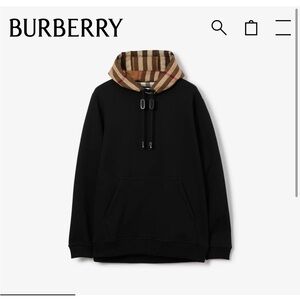 Burberry Check Hood Cotton Blend Hoodie. Small. NWT